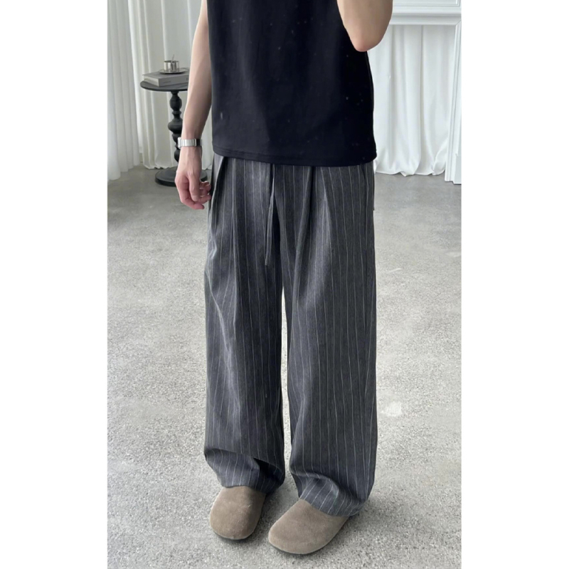 Muške hlače s prugama, ravnog kroja, opuštenog kroja, Yamamoto stil