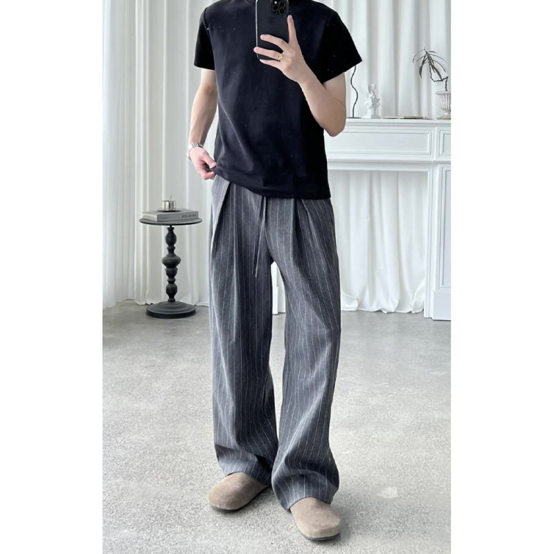Muške hlače s prugama, ravnog kroja, opuštenog kroja, Yamamoto stil
