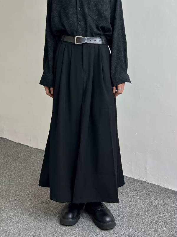 Uniszex japán stílusú minimalist designú nadrág, magas minőségű, széles, drapírozott fazon