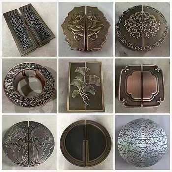 Kineska antička kvaka za vrata, brončana polukružna kvaka u obliku luka, aluminijska gravirana brončana kvaka