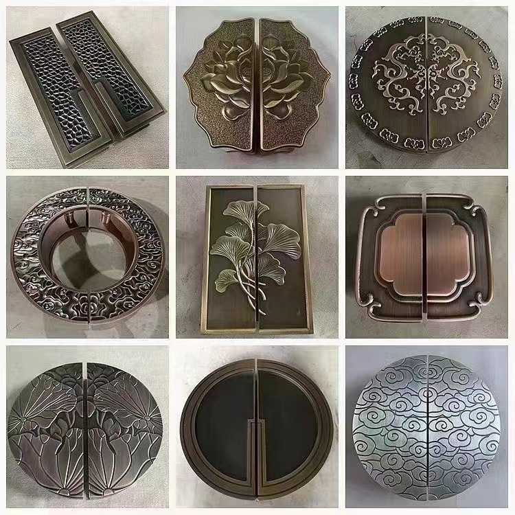 Kineska antička kvaka za vrata, brončana polukružna kvaka u obliku luka, aluminijska gravirana brončana kvaka