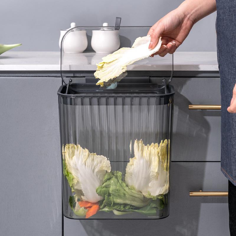 Zidni kanta za otpad s kliznim poklopom, plastična, kvadratnog oblika, 7 L; za kućanstvo: spavaća soba, dnevni boravak, kuhinja, kupaonica; pogodna za prljavu odjeću