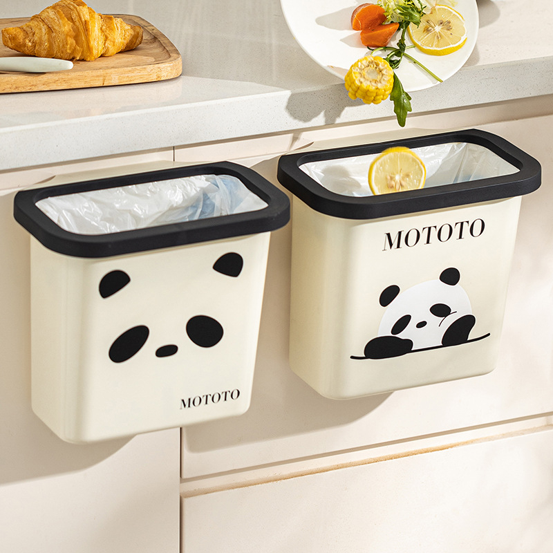Modern Housewife Moto Panda kuhinjski zidni spremnik za otpad, za vrata ormarića, 5 L, ovalni, bez poklopca