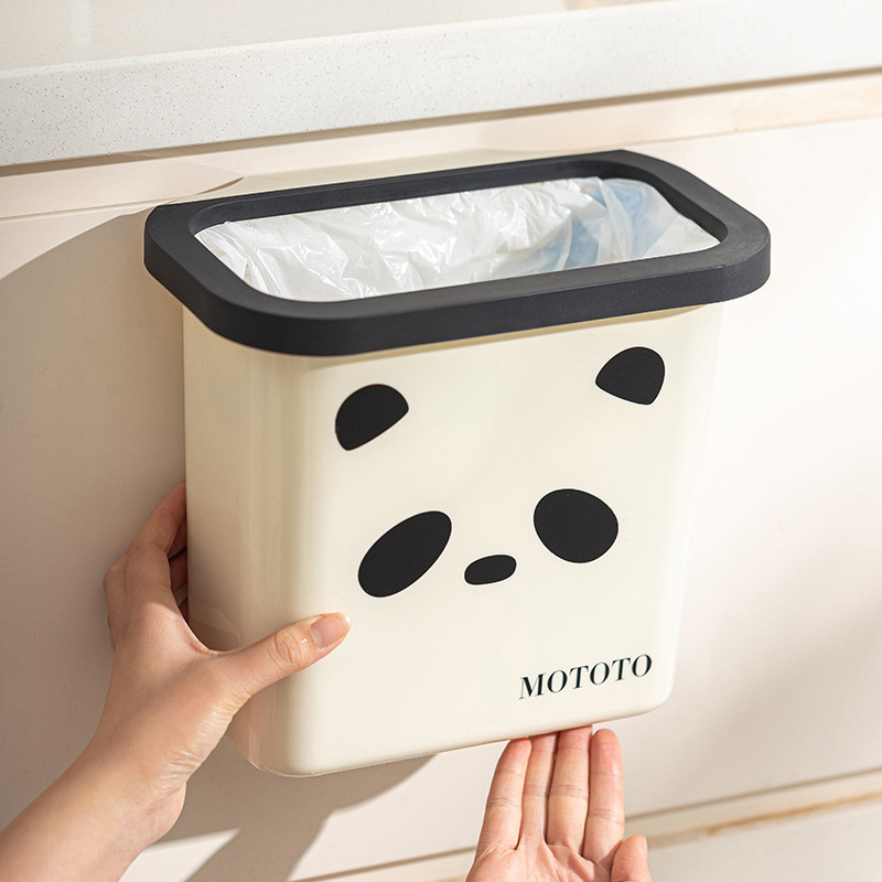 Modern Housewife Moto Panda kuhinjski zidni spremnik za otpad, za vrata ormarića, 5 L, ovalni, bez poklopca