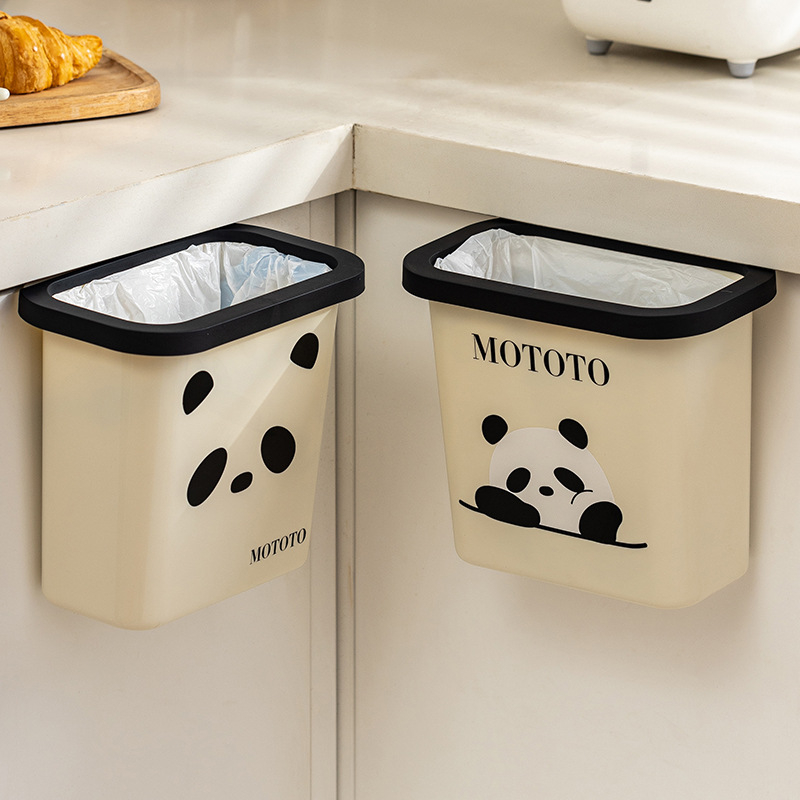 Modern Housewife Moto Panda kuhinjski zidni spremnik za otpad, za vrata ormarića, 5 L, ovalni, bez poklopca