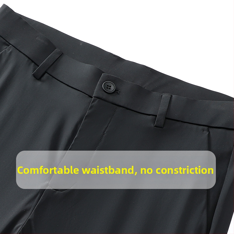 Premium muške poslovno-ležerne hlače za ljeto, elastične ravne hlače od ice silk materijala