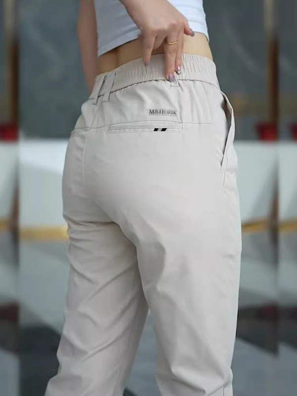 Svijetlo kaki muške casual hlače, vrhunski poslovni stil, ravni kroj, za proljeće i jesen