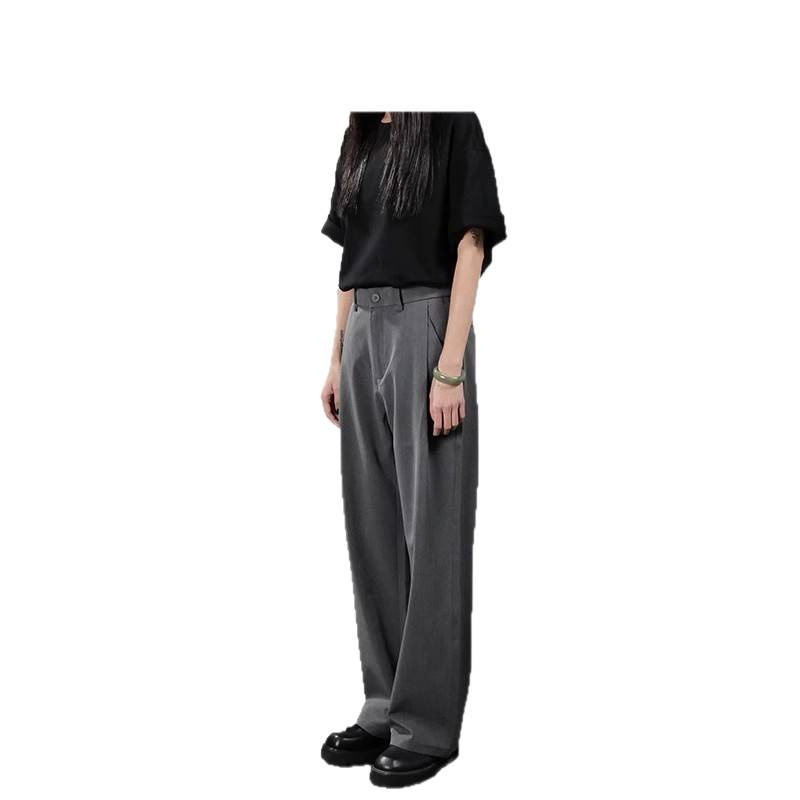 Proljetne muške crne hlače za odijelo, opušteni ravni kroj, casual-business stil
