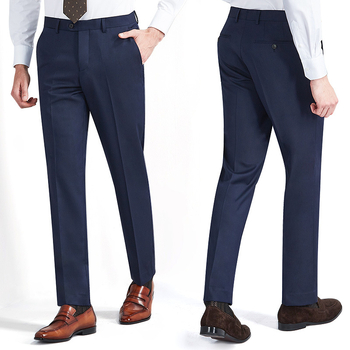 Muške hlače od 70% vune, drapirana silueta, poslovni formalni stil, ravni kroj