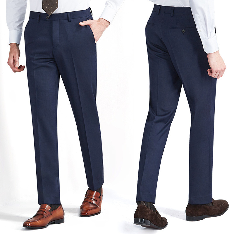 Muške hlače od 70% vune, drapirana silueta, poslovni formalni stil, ravni kroj