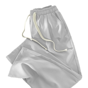 Férfi nyári könnyű nadrág, laza szabású, egyenes szár, Ice Silk anyagból, mindennapi viseletre.