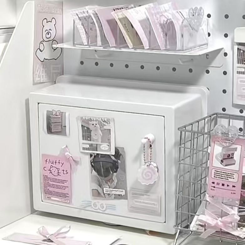 Bijeli stolni organizator za pohranu, retro stil, kapacitet 18 L, sklopivi, otporan na prašinu, za učenike
