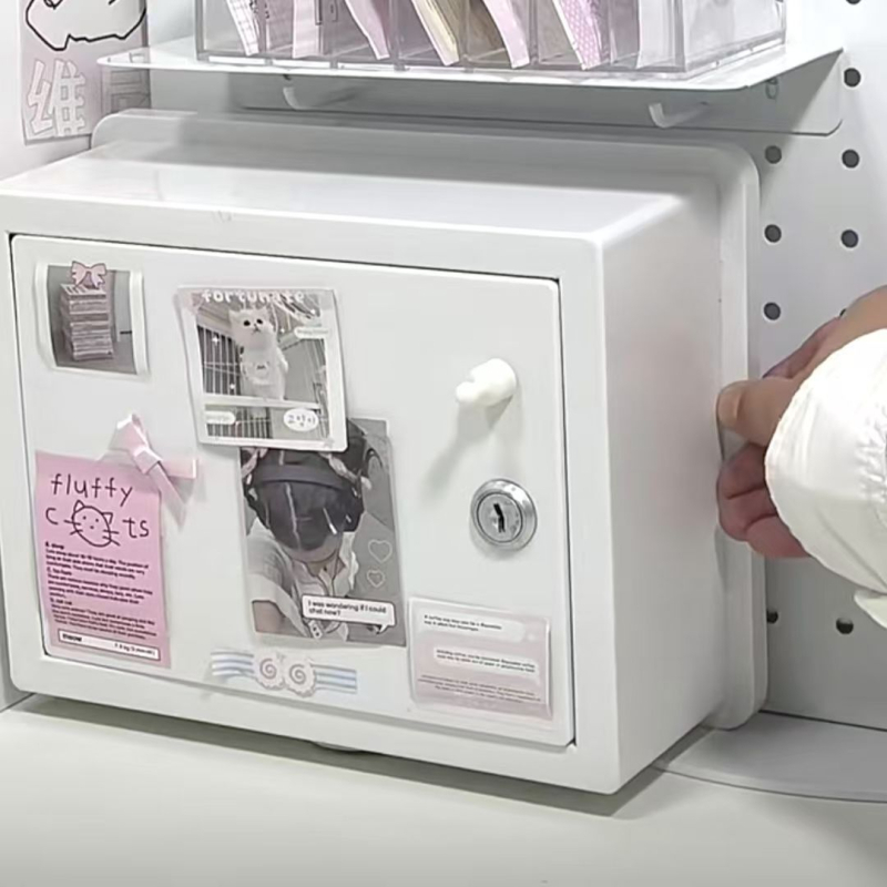 Bijeli stolni organizator za pohranu, retro stil, kapacitet 18 L, sklopivi, otporan na prašinu, za učenike