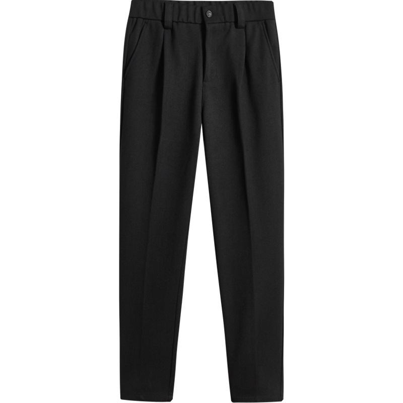 Férfi gyapjú nadrág, slim fit, egyenes szabású, koreai stílusú, őszi-téli szezonra