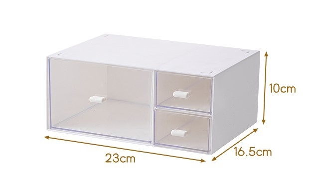 Ladica za stolni organizator, prozirno bijela boja, za školske potrepštine i kozmetiku – veliki kapacitet, 23 × 16,5 × 10 cm, 2 L