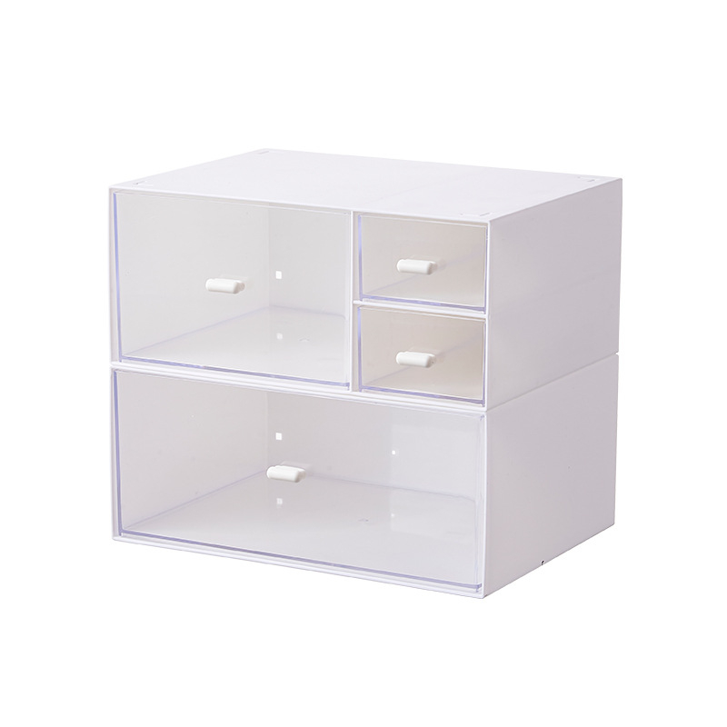 Ladica za stolni organizator, prozirno bijela boja, za školske potrepštine i kozmetiku – veliki kapacitet, 23 × 16,5 × 10 cm, 2 L