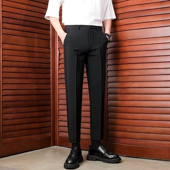 Férfi drapírozott, cropped nadrág, nyári vékony poliészterből, kiváló minőségű szűkített szabás