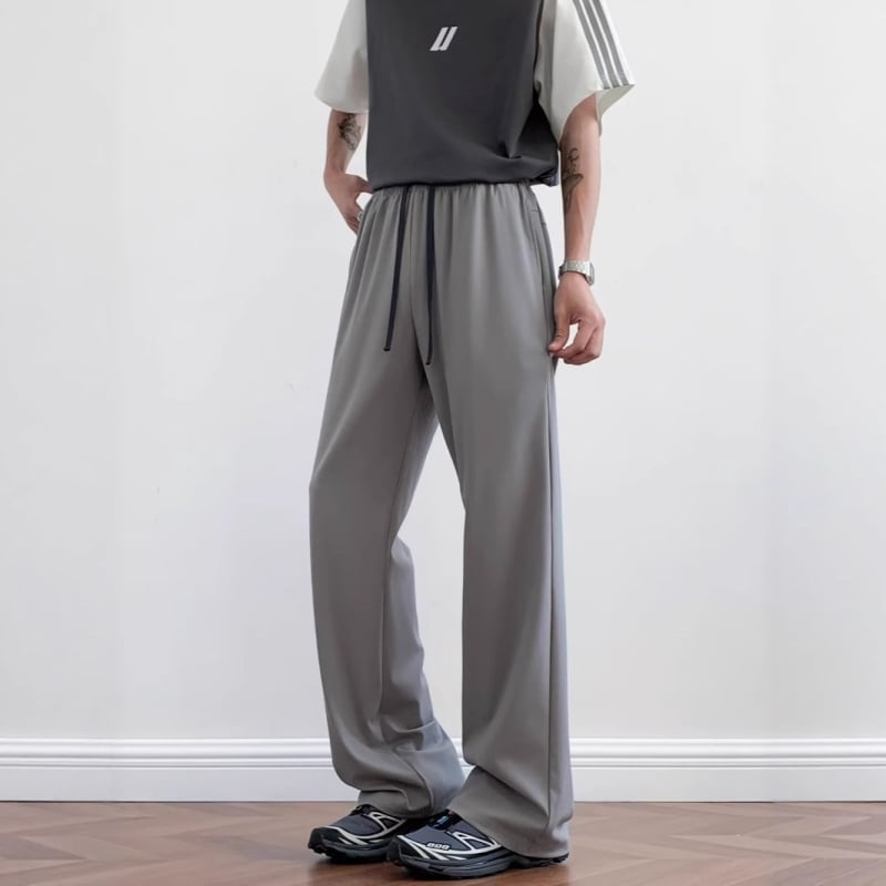 Férfi nyári ice silk nadrág, laza szabás, széles lábszár, egyenes szabás