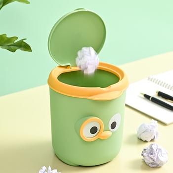 Coș de gunoi de birou cu capac, mic și drăguț Amy, soluție creativă de depozitare pentru dormitor