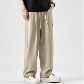 Muške hlače Ice Silk, široke nogavice, casual, drapirani kroj, ravni kroj