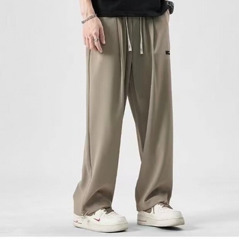 Muške hlače Ice Silk, široke nogavice, casual, drapirani kroj, ravni kroj