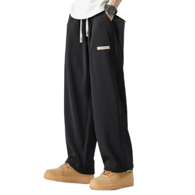 Muške hlače Ice Silk, široke nogavice, casual, drapirani kroj, ravni kroj