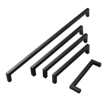 Aluminijska ručka za ladice i ormariće, od aluminijskog kvadratnog profila, mat crna, model 0015, moderan minimalistički stil