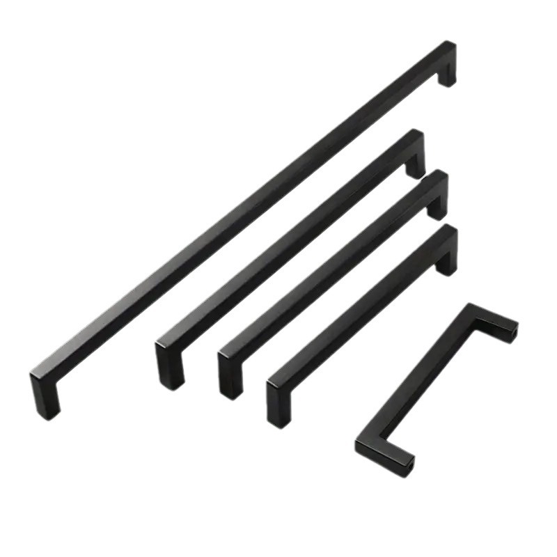 Aluminijska ručka za ladice i ormariće, od aluminijskog kvadratnog profila, mat crna, model 0015, moderan minimalistički stil