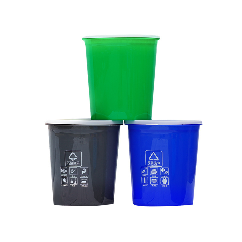10L plastična kanta za smeće, okruglog oblika, bez poklopca, za vanjsku upotrebu u parkovima i zajednicama, velika kapacitet za sortiranje kuhinjskih otpada