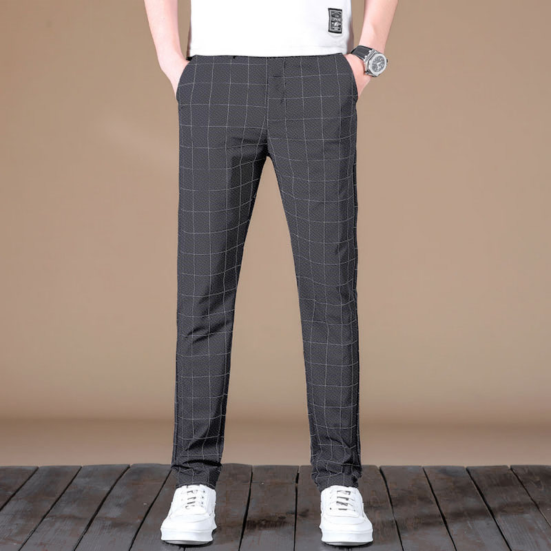 Muške lagane casual hlače s drapiranim izgledom, cropped ravne nogavice, visoka elastičnost, crne, ljeto, zapadni stil