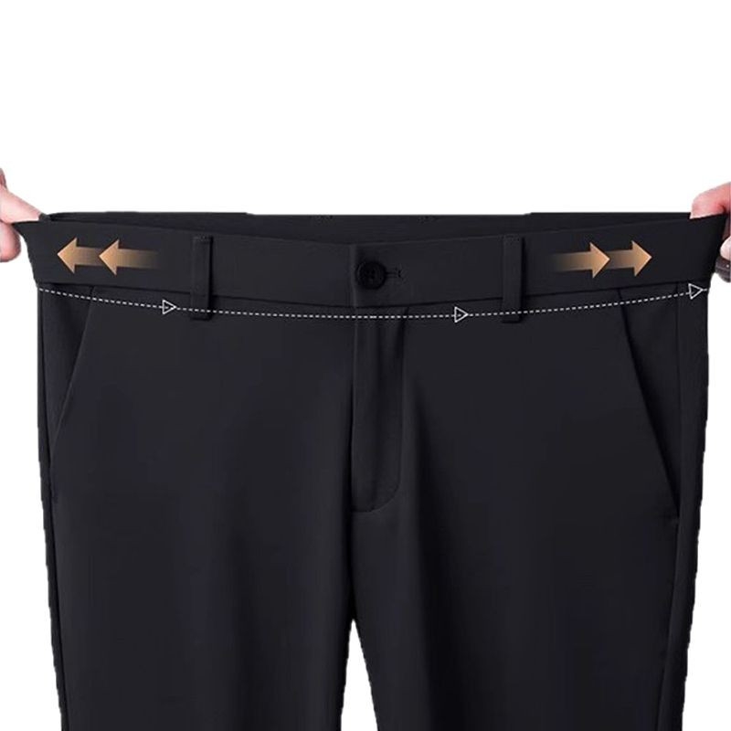 Muške hlače Ice Silk, slim fit, rastezljive, ravnog kroja, poslovno opuštene, proljeće–jesen