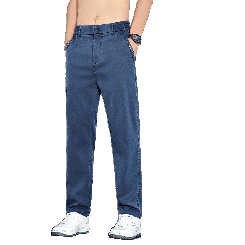 Férfi nyári könnyű Tencel Lyocell üzleti-casual nadrág, laza szabású, egyenes vonal