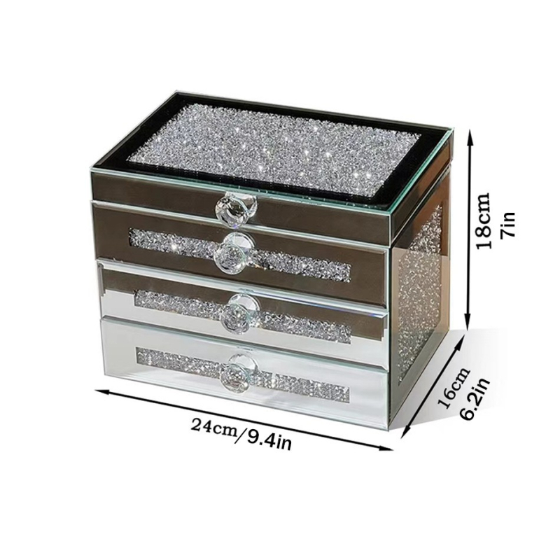 Kutija za nakit u europskom stilu, staklena, luksuzni stolni spremnik za pohranu, model D1118