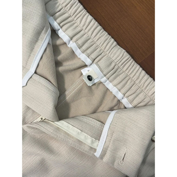 Cleanfit muške hlače ravnog kroja, boja marelice, zimske, ležerna silueta, finog ribljeg kostu uzorka, plisirane, casual hlače