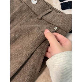 Cleanfit muške hlače ravnog kroja, boja marelice, zimske, ležerna silueta, finog ribljeg kostu uzorka, plisirane, casual hlače