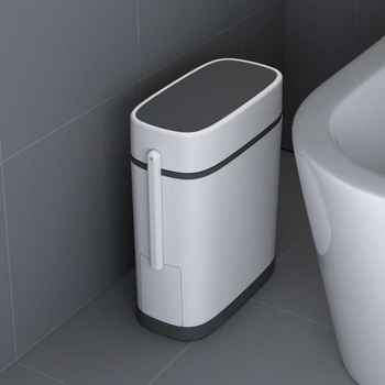 Integrirani koš za WC sa poklopcem i četkom, pogodan za uski prostor između WC-a i zida