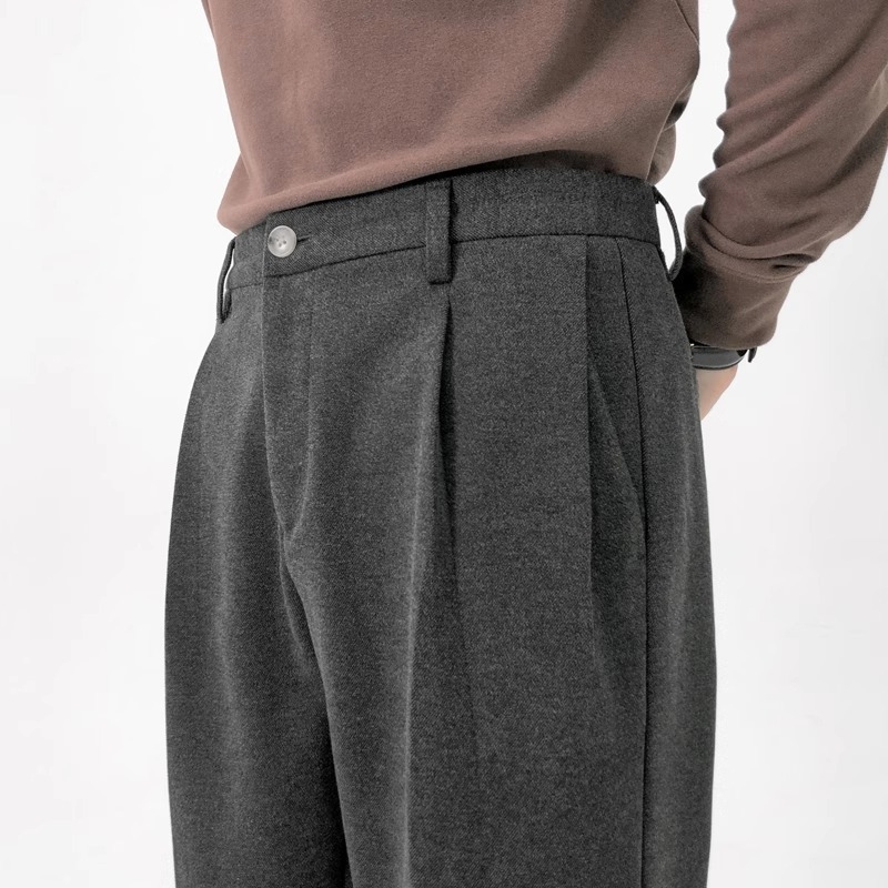 Muške vunene casual hlače – skraćena duljina, debele, elegantan pad, korejski stil, tople vunene hlače