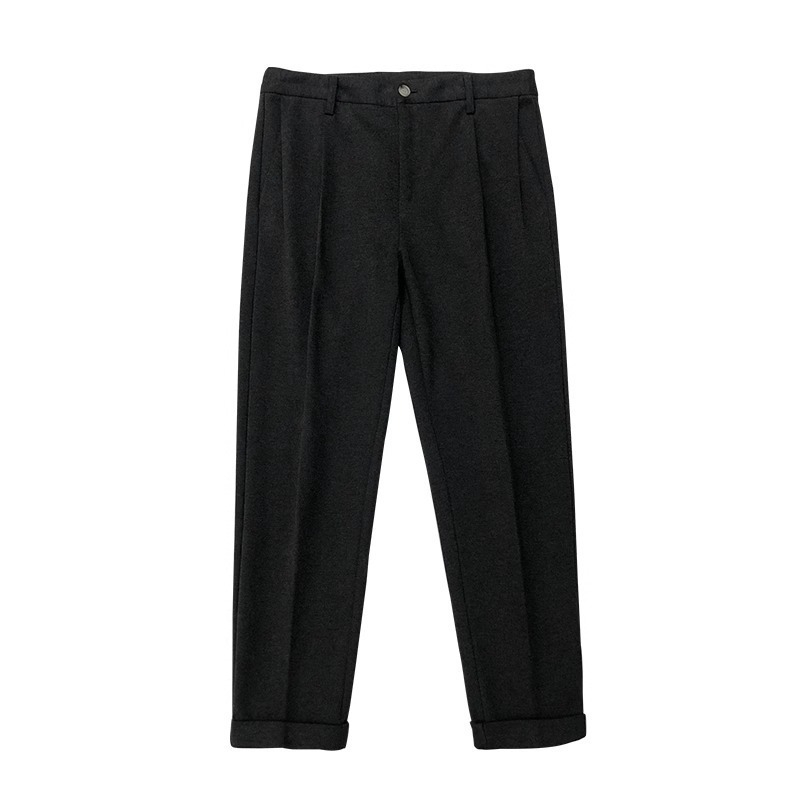 Muške vunene casual hlače – skraćena duljina, debele, elegantan pad, korejski stil, tople vunene hlače