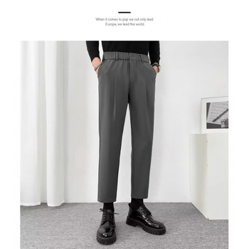 Férfi slim-fit cropped nadrág, új stílus, gyűrődésálló, vasalásmentes, hétköznapi öltönynadrág