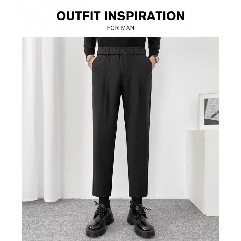 Férfi slim-fit cropped nadrág, új stílus, gyűrődésálló, vasalásmentes, hétköznapi öltönynadrág