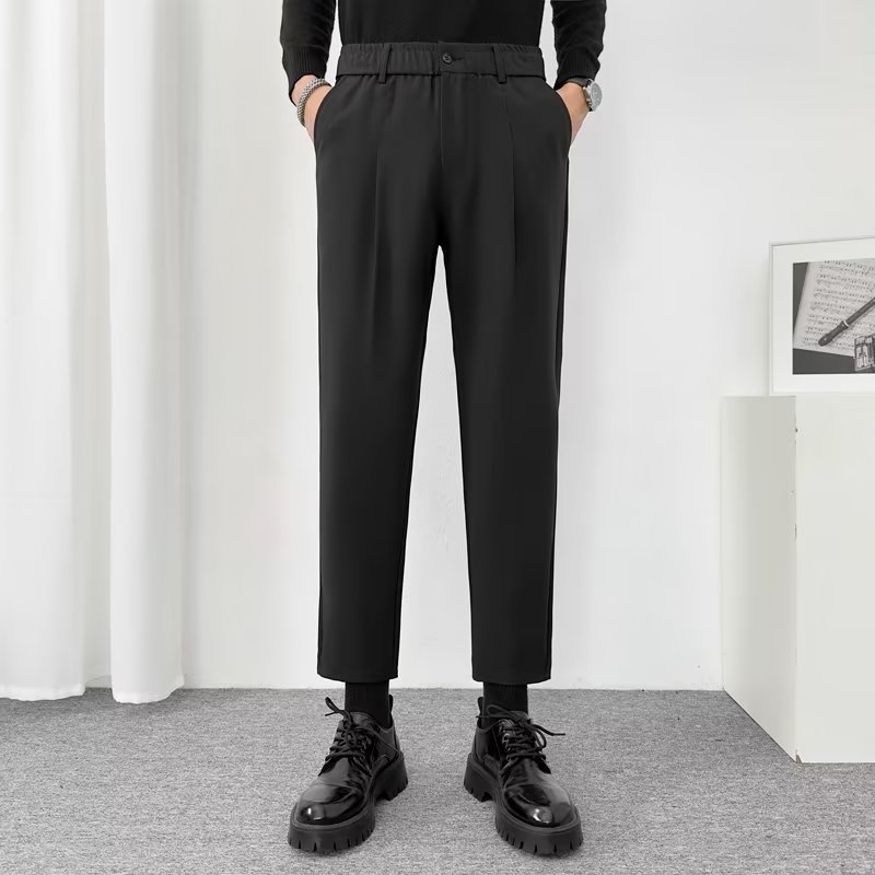 Férfi slim-fit cropped nadrág, új stílus, gyűrődésálló, vasalásmentes, hétköznapi öltönynadrág