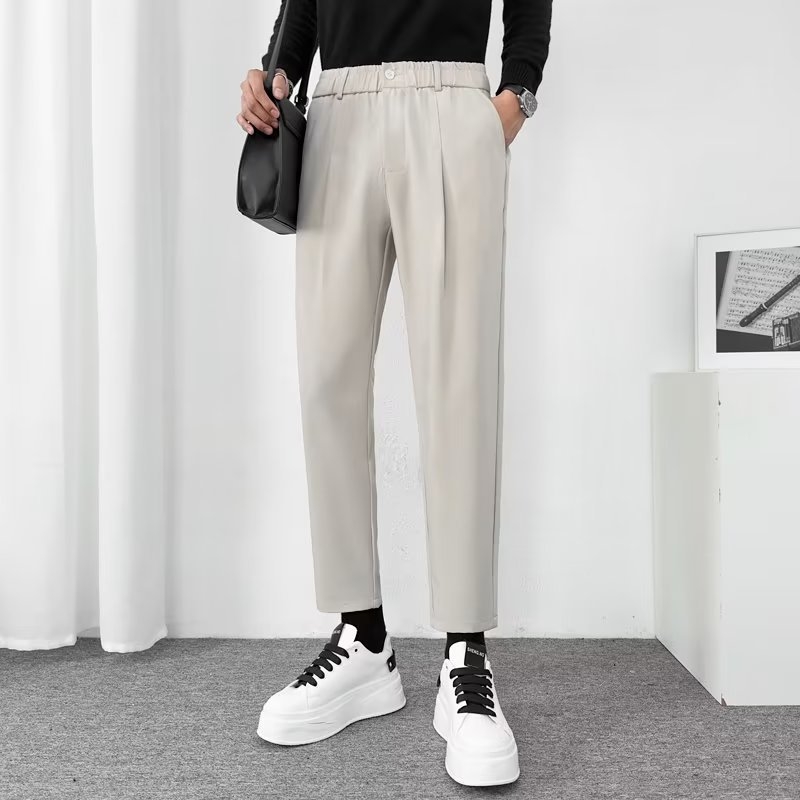 Férfi slim-fit cropped nadrág, új stílus, gyűrődésálló, vasalásmentes, hétköznapi öltönynadrág