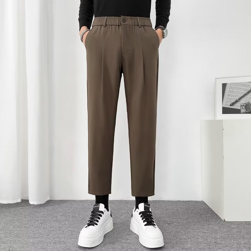 Férfi slim-fit cropped nadrág, új stílus, gyűrődésálló, vasalásmentes, hétköznapi öltönynadrág