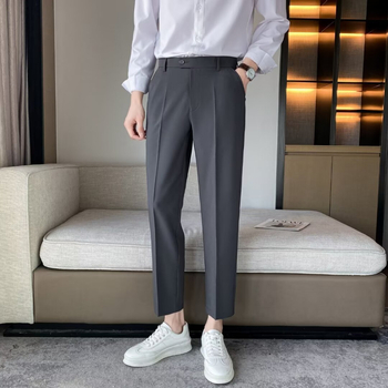 Muške cropped hlače ravnog kroja, poslovno‑ležerni stil, korejski dizajn, lagan materijal