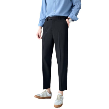 Muške cropped hlače ravnog kroja, poslovno‑ležerni stil, korejski dizajn, lagan materijal