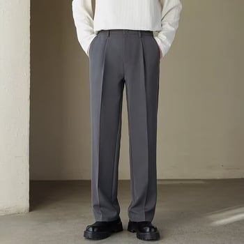Crne muške casual hlače, poluelastičan pojas, opuštene ravne kroje, poliester
