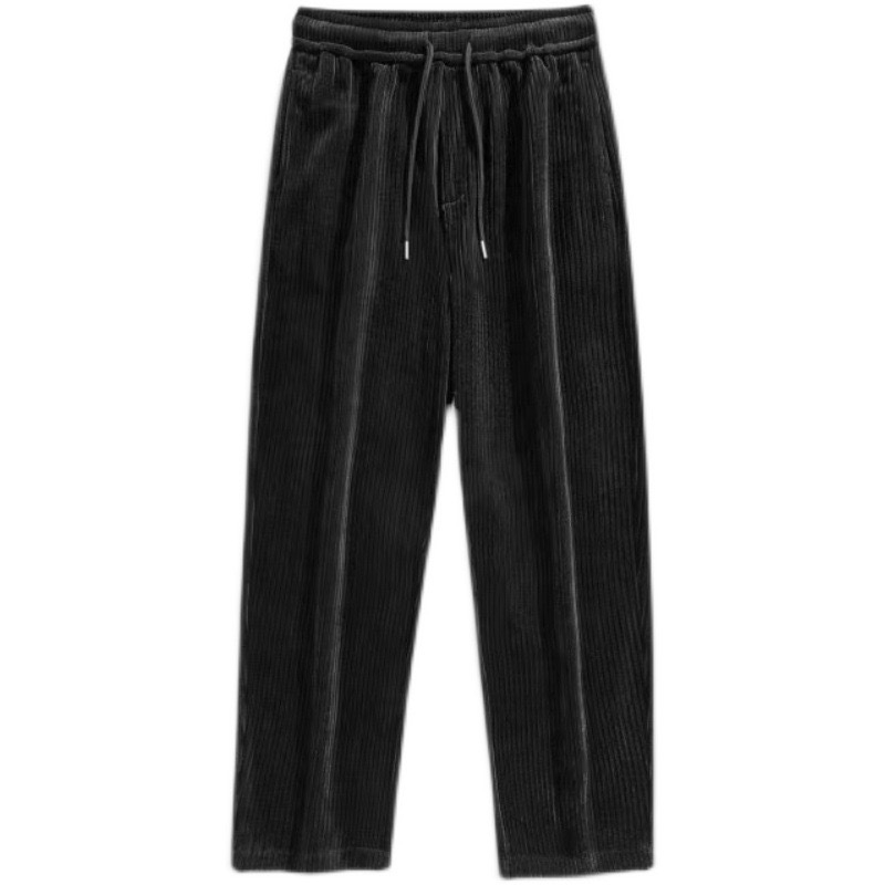 Muške hlače od corduroya s fleece podstavom za jesen-zimu, ravni kroj, široke nogavice, retro casual sports hlače