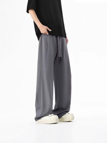Muške casual dugačke hlače s drapiranim siluetom, lagane ljetne hlaće od Ice Silk, ravnog kroja, opuštena silueta, brzo sušeće
