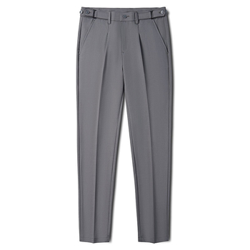 Muške casual hlače inspirirane Napoliem, lagani luksuz, korejski stil, uski ravni kroj, podesivi pojas