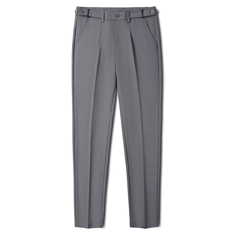 Muške casual hlače inspirirane Napoliem, lagani luksuz, korejski stil, uski ravni kroj, podesivi pojas